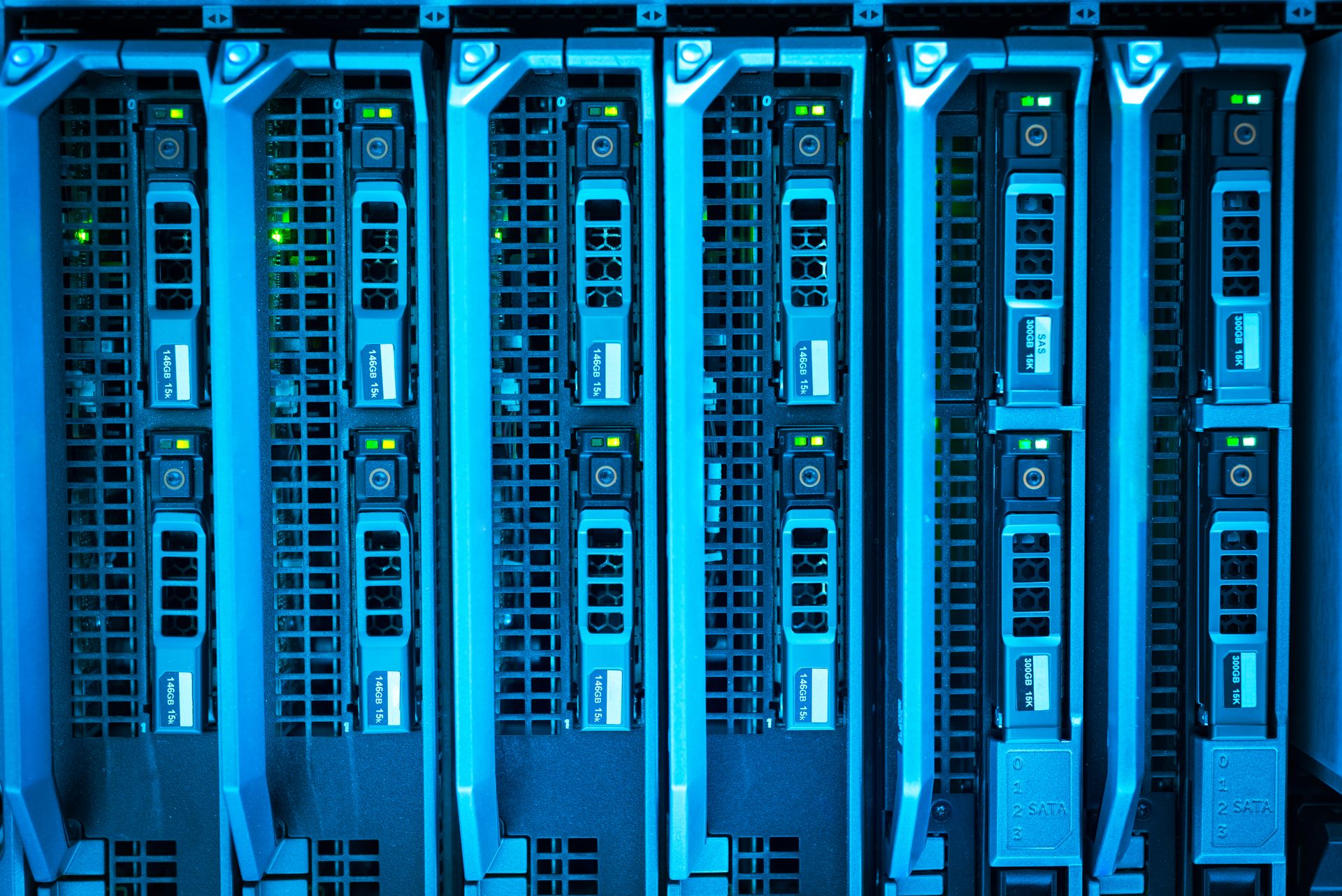 Data center server room highlighting clean wiring and server backups