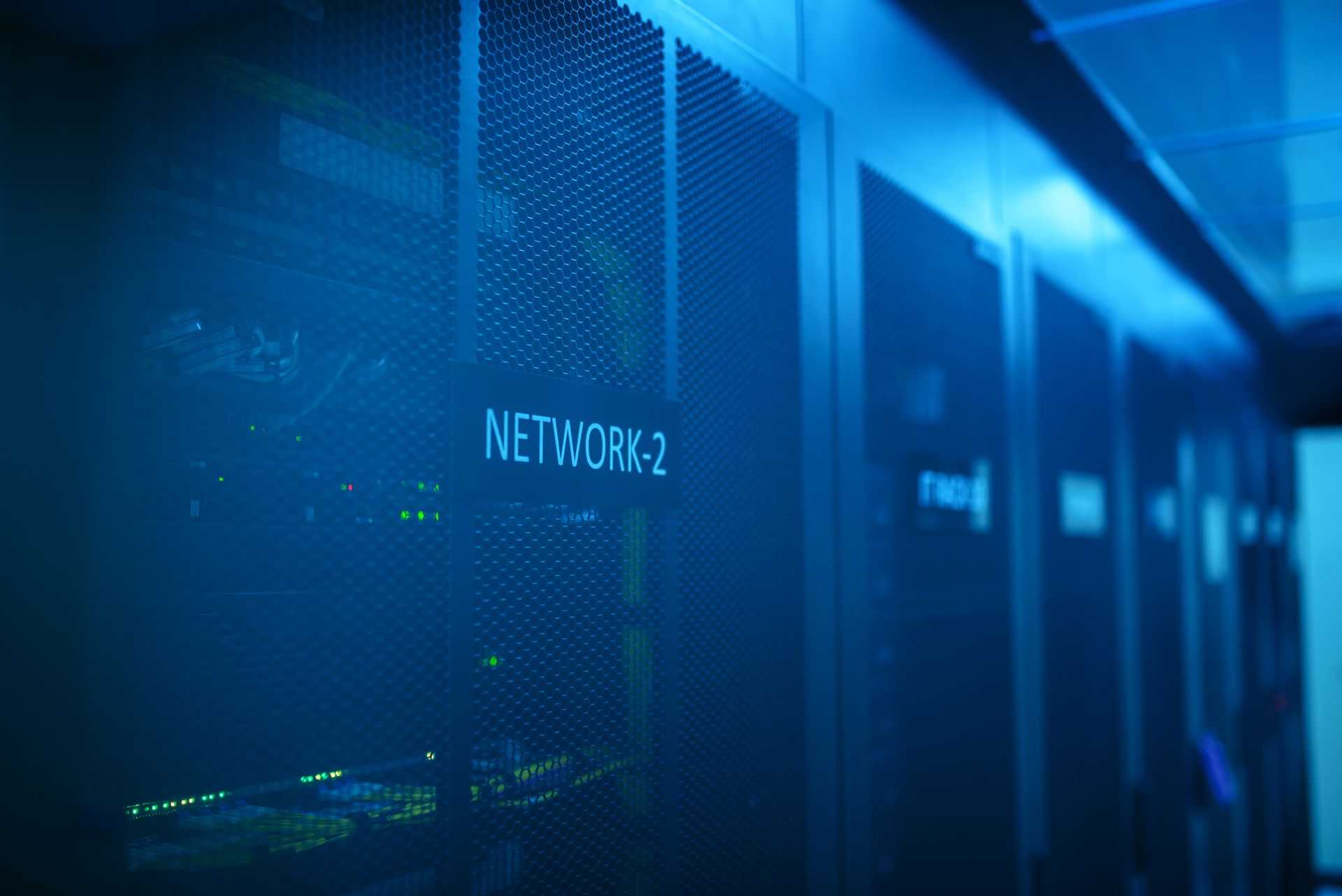 Network security hardware and firewall equipment in a server rack